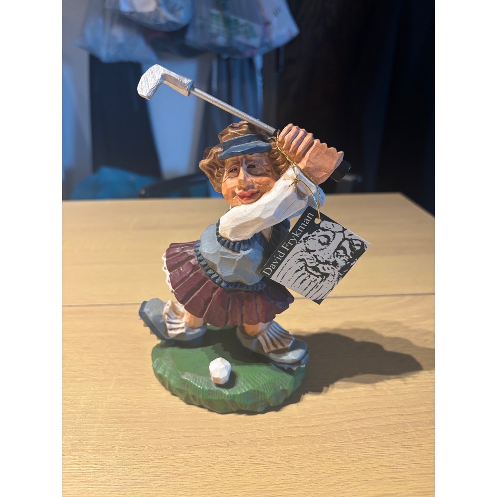 1998 David Frykman The Golfer Female Golf Figurine DF3044 Whimsical Folk Art